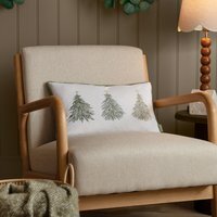 Twinkling Tree Trio Embroidered Cushion - Green / Polyester