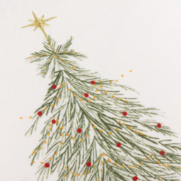 Twinkling Tree Trio Embroidered Cushion - Green / Polyester - thumbnail 5