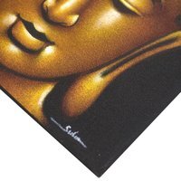 Elegant Gold Sand Finish Buddha Wall Art - Handcrafted Canvas with Wooden Frame - Yellow