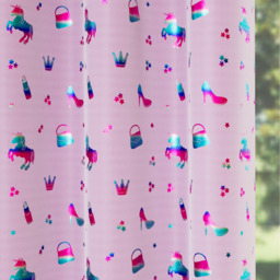 Pair of Charm Pink Room Darkening Thermal Metallic Print Eyelet Curtains - Pink / 117cm / 183cm - thumbnail 2