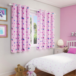Pair of Charm Pink Room Darkening Thermal Metallic Print Eyelet Curtains - Pink / 117cm / 183cm - thumbnail 4