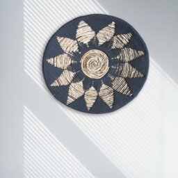 Set of 3 Boho Black Seagrass Wall Bowls - Handmade Eco Decor - Black - thumbnail 2