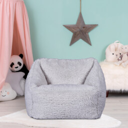 Kids Bean Bag Chair, Fluffy Armchair Beanbag for Girls and Boys - Grey / 44cm - thumbnail 2