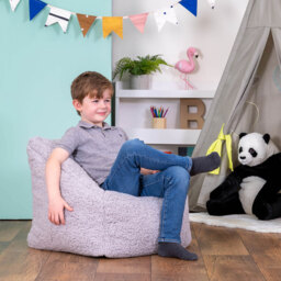 Kids Bean Bag Chair, Fluffy Armchair Beanbag for Girls and Boys - Grey / 44cm - thumbnail 3