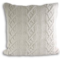 Aran Cable Knit Cushion - Cream / Polyester