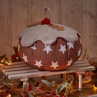 Novelty Fabric Christmas Pudding Doorstop - Brown