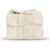Snug Soft Chunky Waffle Plush Throw Blanket - Ivory / 127cm