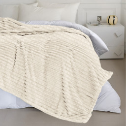 Snug Soft Chunky Waffle Plush Throw Blanket - Ivory / 127cm - thumbnail 3