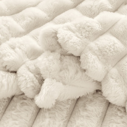 Snug Soft Chunky Waffle Plush Throw Blanket - Ivory / 127cm - thumbnail 2