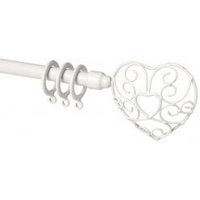 13 - 16mm Cream Heart End Metal Curtain Pole Set - Cream / 150cm - image 1