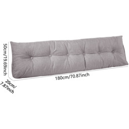 180cm Washable Linen Wedge Headboard Pillow - Light Grey - thumbnail 2