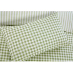 Gingham Check Polycotton Duvet Set With Pillowcase - Green / Double - thumbnail 4