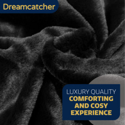 Fleece Blanket Faux Fur Throw - Black - thumbnail 5