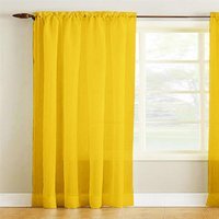 Voile Panel Curtain Slot Top - Yellow / 54in - thumbnail 1
