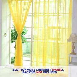 Voile Panel Curtain Slot Top - Yellow / 54in - thumbnail 3