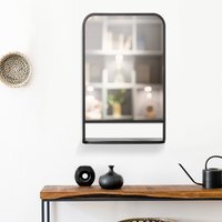 HOMCOM Modern Square Wall Mirror with Storage Shelf - Black / 70cm - thumbnail 1