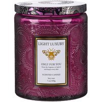 Soy Wax Scented Candle with Embossing Glass Cup - Purple