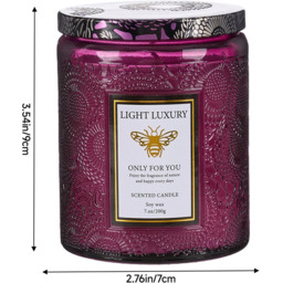 Soy Wax Scented Candle with Embossing Glass Cup - Purple - thumbnail 2