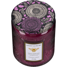 Soy Wax Scented Candle with Embossing Glass Cup - Purple - thumbnail 3