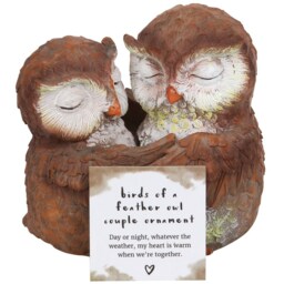 Birds of a Feather Owl Couple Ornament - Brown - thumbnail 4