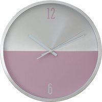 Elko 30cm Dia Silver and Pink Finish Wall Clock - Pink