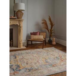 Farah Beige  Blue Persian Inspired Medallion Rug - Multicoloured / 300cm - thumbnail 2