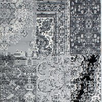 Black Grey Monochrome Traditional Patchwork Living Room Rug - Black / 240 x 60cm - image 1