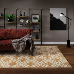 Modern Geometric Trellis Living Room Rug - Beige / 170 x 120cm - thumbnail 2