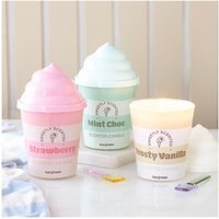 Mint Choc Ice Cream Scented Candle Retro Green Ceramic Tub - Cream