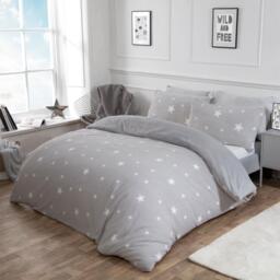 Dreamscene Star Teddy Fleece Duvet Cover Bedding Set - Silver / Single - thumbnail 2