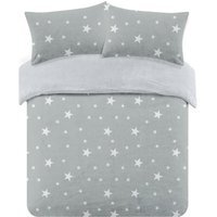 Dreamscene Star Teddy Fleece Duvet Cover Bedding Set - Silver / Single - thumbnail 1