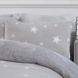 Dreamscene Star Teddy Fleece Duvet Cover Bedding Set - Silver / Single - thumbnail 3
