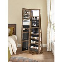 SONGMICS LED 360 Swivel Mirror Jewellery Cabinet - Bronze / 55x55x162cm