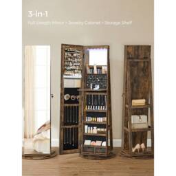 SONGMICS LED 360 Swivel Mirror Jewellery Cabinet - Bronze / 55x55x162cm - thumbnail 5