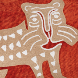 Dynasty Leopard Embroidered Chenille Cushion - Rust - thumbnail 4