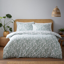 Hallie Printed Leaves Duvet Set - Sage / Single - thumbnail 2