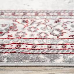 Silver Grey Red Distressed Traditional Medallion Bordered Area Rug - Red Grey / 110 x 60cm - thumbnail 2
