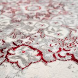 Silver Grey Red Distressed Traditional Medallion Bordered Area Rug - Red Grey / 110 x 60cm - thumbnail 4