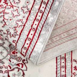 Silver Grey Red Distressed Traditional Medallion Bordered Area Rug - Red Grey / 110 x 60cm - thumbnail 5