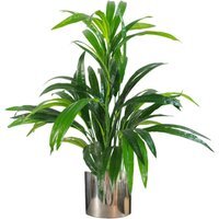 Artificial Large Leaf Bamboo Shrub Plant with Metallic Planter - Bamboo Silver Planter