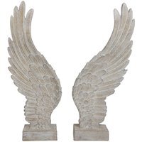 Large Washed Angel Wing Ornament - Natural - thumbnail 1