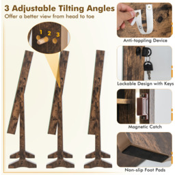 Mirror Jewellery Cabinet Lockable Jewellery Armoire - Brown - thumbnail 5