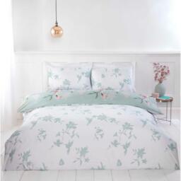 Hummingbird Duvet Cover Pillowcase Fitted Sheet Set - Green / Single - thumbnail 2