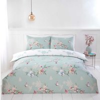 Hummingbird Duvet Cover Pillowcase Fitted Sheet Set - Green / Single - thumbnail 1