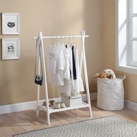 Large Solid Wood Hanging Clothes Rail Clothing Stand Shoe Rack