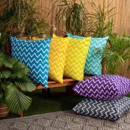 Outdoor Scatter Cushion Garden Furniture Printed Decorative Pillow - Chevron Teal / 60cm / Chevron Teal - thumbnail 4