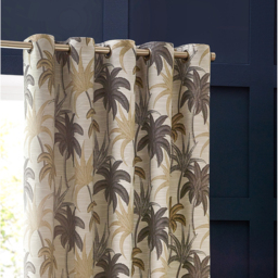 Set of 2 Galapagos Jacquard Eyelet Curtains - Natural / 229cm / 183cm - thumbnail 2