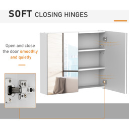 Wall Mount Mirror Cabinet - White / 70cm - thumbnail 4