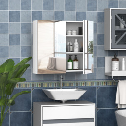 Wall Mount Mirror Cabinet - White / 70cm - thumbnail 2