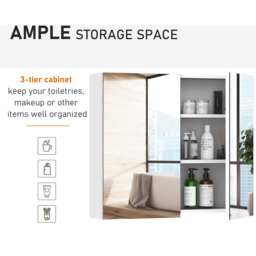 Wall Mount Mirror Cabinet - White / 70cm - thumbnail 5